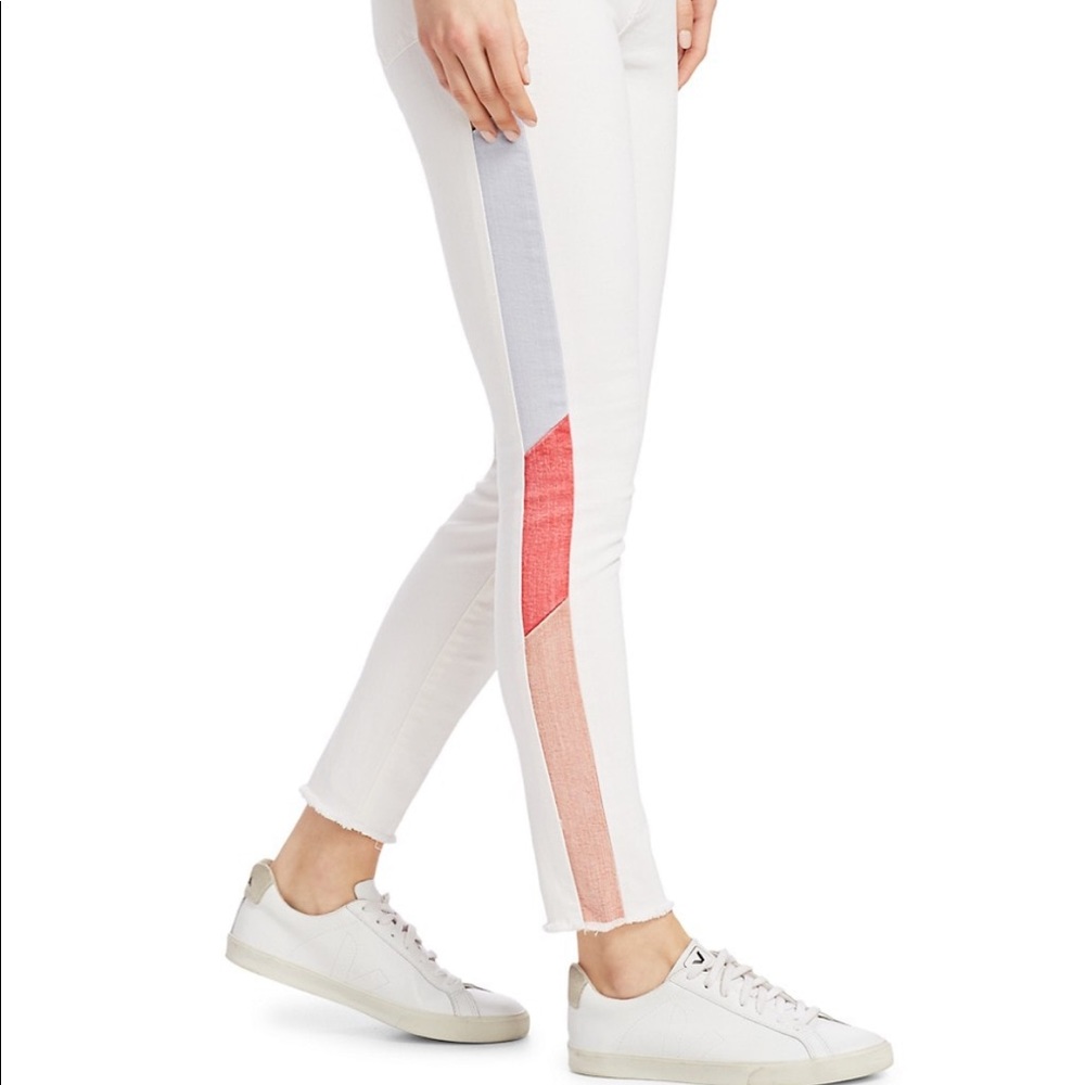 Frame Le High Skinny Side Striped Color Block Jeans